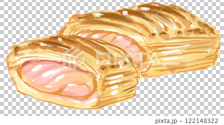 美味しそうなサーモンパイのリアルな水彩イラスト 122148322