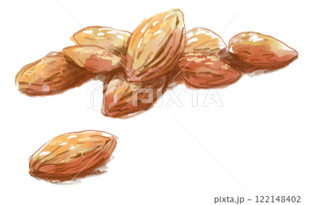 美味しそうなアーモンドの水彩イラスト 122148402