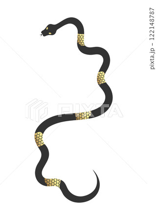 Abstract celestial black and golden snake. Golden scaled serpent. Vector illustration 122148787