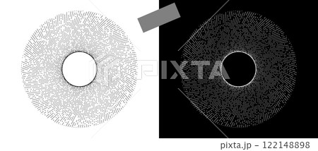 Abstract background with rectangles in circle. Art design spiral as logo or icon. A black figure on a white background and an equally white figure on the black side. Abstract background with rectangles in circle. Art design spiral as logo or icon. A black figure on a white background and an equally white figure on the black side. 122148898
