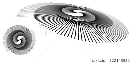 Spiral with black lines as dynamic abstract vector background or logo or icon. Abstract background with lines in circle. Artistic illustration with perspective on white background. Spiral with black lines as dynamic abstract vector background or logo or icon. Abstract background with lines in circle. Artistic illustration with perspective on white background. 122148929