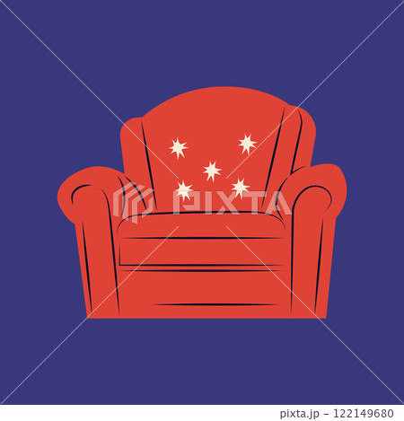 Cinema red chair in flat design. Empty armchair in movie hall for audience. Vector illustration isolated. 122149680