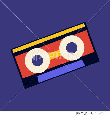 Vintage video cassette in flat design. Cinema and movie nostalgia symbol. Vector illustration isolated. Vintage video cassette in flat design. Cinema and movie nostalgia symbol. Vector illustration isolated. 122149685