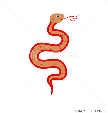 Chinese gold snake in flat design. Oriental new year holiday symbol. Vector illustration isolated. 122149697