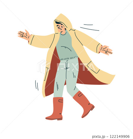 Storm with Man Character Struggle in Hurricane Vector Illustration 122149906