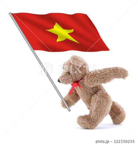 Vietnam flag being carried by a cute teddy bear 122150233