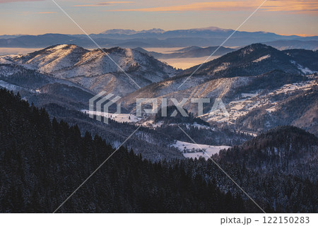 Winter Landscape Sunrise in Tara National Park Winter Landscape Sunrise in Tara National Park 122150283