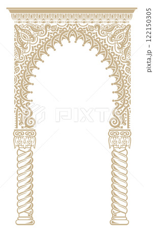 Ornamental carved arch in Indian or Arabic style Ornamental carved arch in Indian or Arabic style 122150305