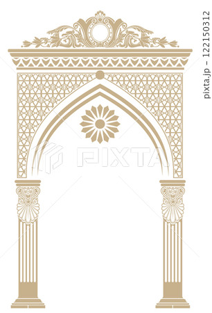 Ornamental carved arch in Indian or Arabic style Ornamental carved arch in Indian or Arabic style 122150312