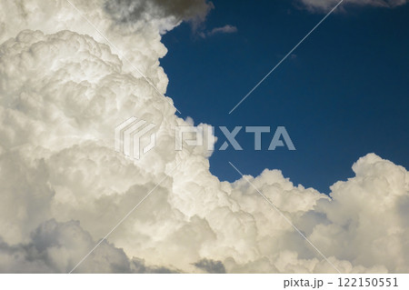 Blue sky with white clouds. Bright summer skyscape 122150551