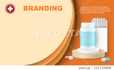 Medical drug background branding template for pharmacy 122150806