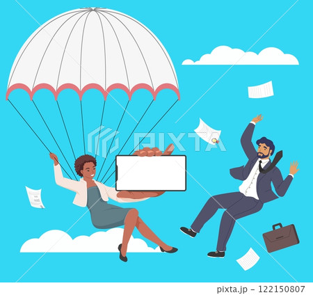 Successful and unsuccessful businessperson and business risk insurance 122150807