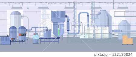 Factory floor indoor interior design vector illustration Factory floor indoor interior design vector illustration 122150824