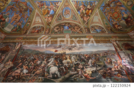 Raphael Rooms frescoes. The frescoes are dedicated to the life of Constantine and symbolically represent the victory of the Church over paganism 122150924