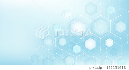 Health care abstract background with lines, dots and hexagons. Medical innovation banner template concept. Vector illustration. 122151618