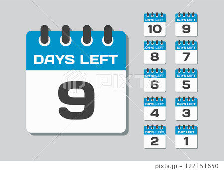 Countdown daily page calendar icon - 9 days left 122151650