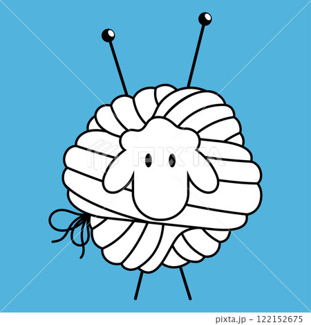 Ball of lamb wool and knitting needles design 122152675