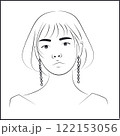 Minimalist Line Art Japanese Woman Portrait 122153056