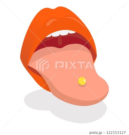 3D Isometric Flat Vector Illustration of Body Piercing, Hoops or Barbells. Item 3 122153127