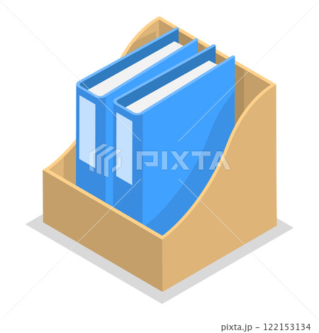 3D Isometric Flat Vector Set of Folders With Files, Business Paperwork. Item 2 122153134