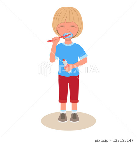 Flat Vector Illustration of Action Verbs, English for Kids. Item 4 Flat Vector Illustration of Action Verbs, English for Kids. Item 4 122153147