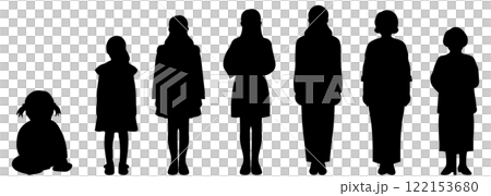 Silhouette illustrations depicting stages in a woman's life 122153680