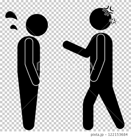 Silhouette illustration of angry person and apologizing person Silhouette illustration of angry person and apologizing person 122153684