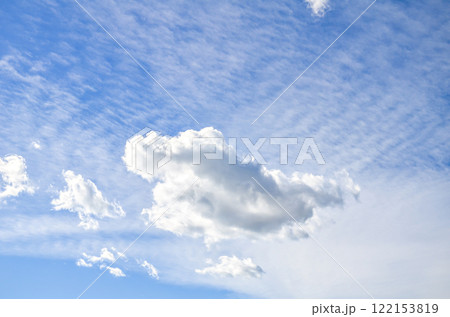 White clouds in a bright blue sky. The beauty of the nature 122153819