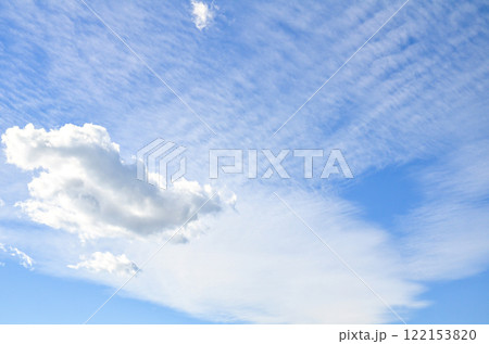 White clouds in a bright blue sky. The beauty of the nature 122153820