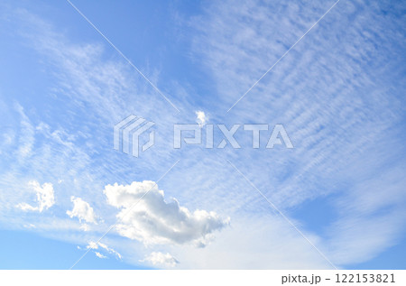 White clouds in a bright blue sky. The beauty of the nature 122153821