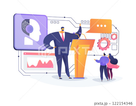 AI-Enhanced Political PR abstract concept vector illustration. 122154346