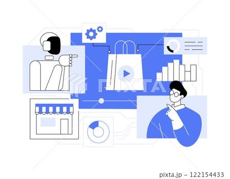 AI-Driven Product Demos abstract concept vector illustration. AI-Driven Product Demos abstract concept vector illustration. 122154433