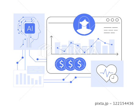 AI-Driven Customer Lifetime Value Analysis abstract concept vector illustration. AI-Driven Customer Lifetime Value Analysis abstract concept vector illustration. 122154436