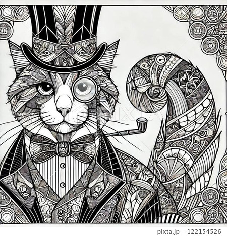 紳士な猫の塗り絵 122154526