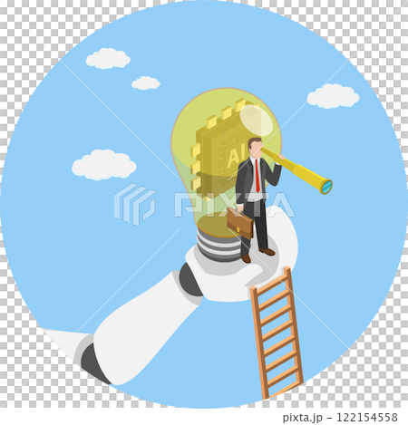 3D Isometric Flat  Illustration of Artificial Intelligence Businessman, AI Technology Opportunities 122154558