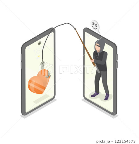 3D Isometric Flat  Illustration of Online Dating Scam, Fake Romance 122154575