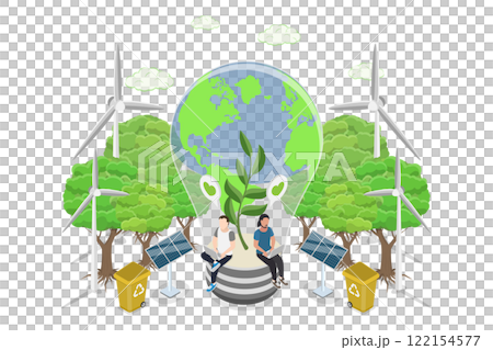 3D Isometric Flat  Illustration of Save The World, Embracing ESG and Green Business Policies 122154577
