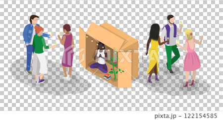 3D Isometric Flat Illustration of Introvert Vs Extravert, Open and Closed Persons 3D Isometric Flat Illustration of Introvert Vs Extravert, Open and Closed Persons 122154585