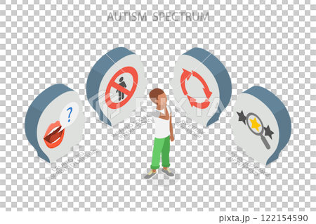 3D Isometric Flat Illustration of Autism...-插圖素材 [122154590] - PIXTA圖庫