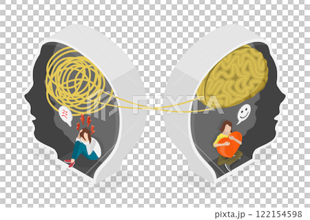 3D Isometric Flat  Illustration of Psychology And Bipolar Treatment, Mental Health Problems 122154598