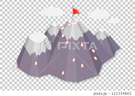 3D Isometric Flat  Illustration of Route To Success, Strategy Goals and Target 122154601