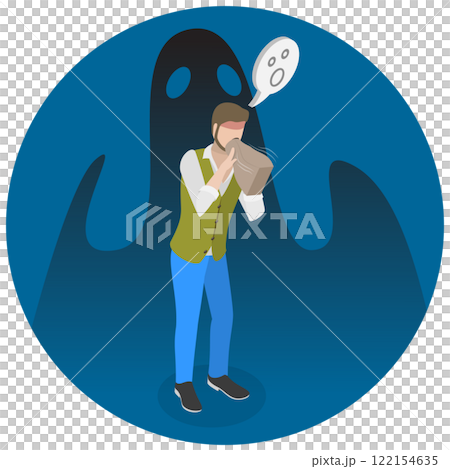 3D Isometric Flat Illustration of Panic Attack, Hyperventilate, Stress, and Fear 3D Isometric Flat Illustration of Panic Attack, Hyperventilate, Stress, and Fear 122154635