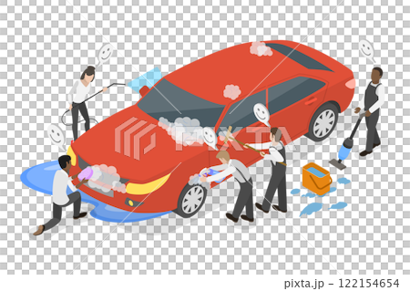 3D Isometric Flat  Illustration of Car Wash Service, Vehicle Clean Station 122154654