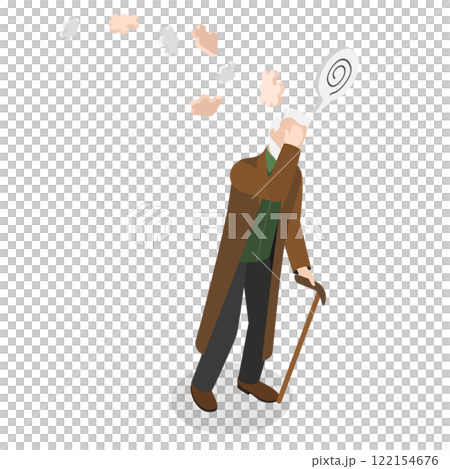 3D Isometric Flat Illustration of Memory Problems , Seniors Mental Health 3D Isometric Flat Illustration of Memory Problems , Seniors Mental Health 122154676