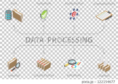 3D Isometric Flat  Illustration of Data Processing, Statistics and Analytics 122154677