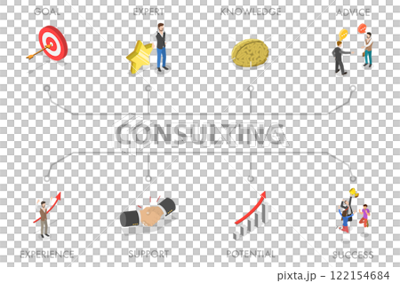 3D Isometric Flat  Illustration of Consulting, Advice, Support and Help 122154684