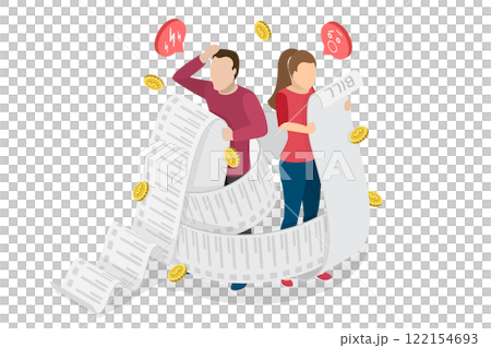 3D Isometric Flat Illustration of Family Budget , Managing Home Finances 3D Isometric Flat Illustration of Family Budget , Managing Home Finances 122154693