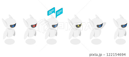 3D Isometric Flat  Illustration of Chatbot, Help Assistance, Artificial Intelligence Support 122154694