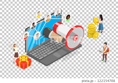 3D Isometric Flat Illustration of Refer A Friend, Recommend a Friend to Us 3D Isometric Flat Illustration of Refer A Friend, Recommend a Friend to Us 122154708