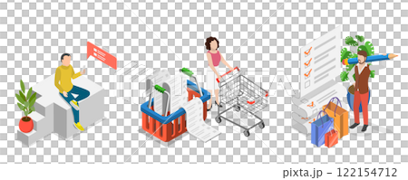 3D Isometric Flat Illustration of Online Shopping, Wish List 3D Isometric Flat Illustration of Online Shopping, Wish List 122154712